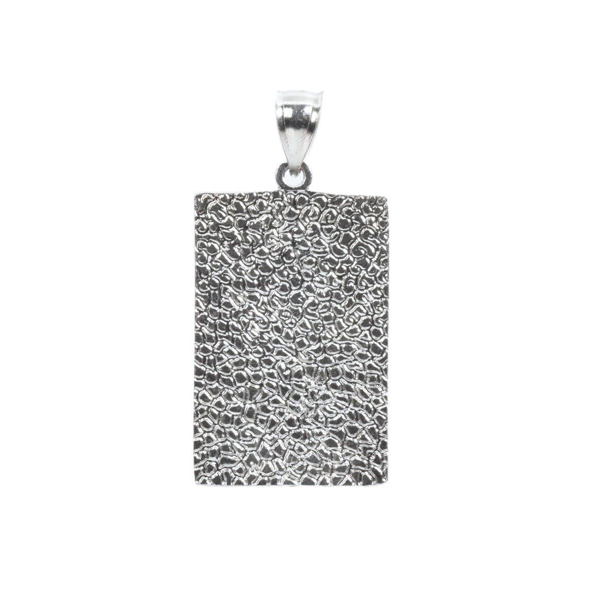 Rectangular Textured Sterling Silver Guadalupe Pendant 925 (2)