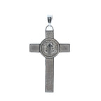 Textured 925 Sterling Silver Crucifix Pendant with Saint Benedict Medal (2)