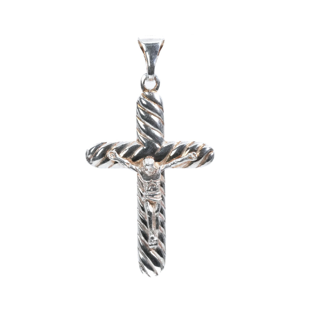 925 Sterling Silver Twisted Crucifix Cross Pendant