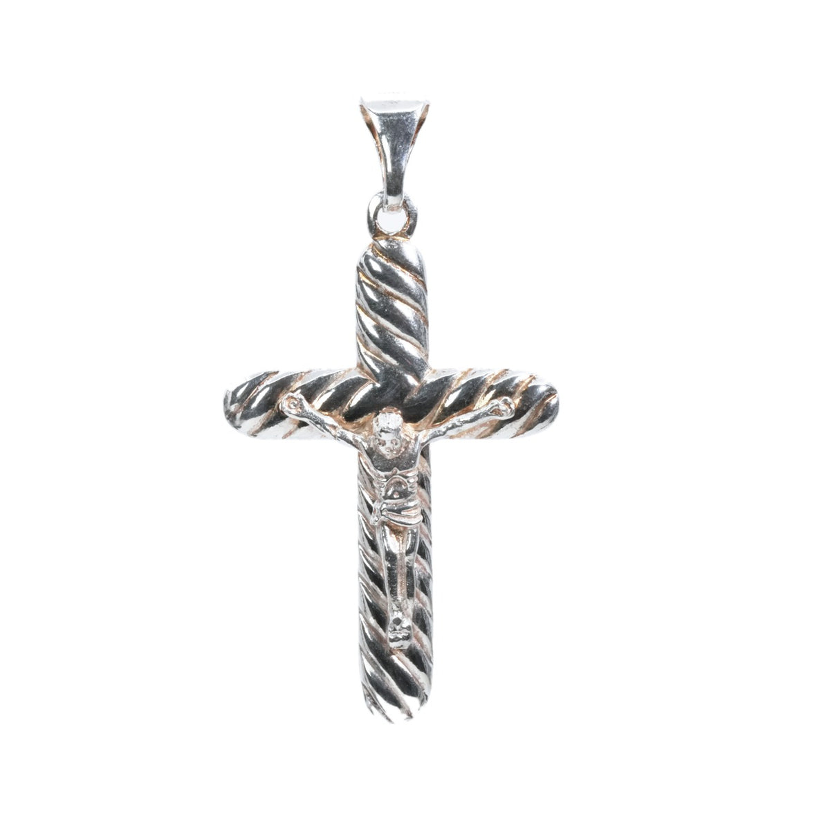 925 Sterling Silver Twisted Crucifix Cross Pendant