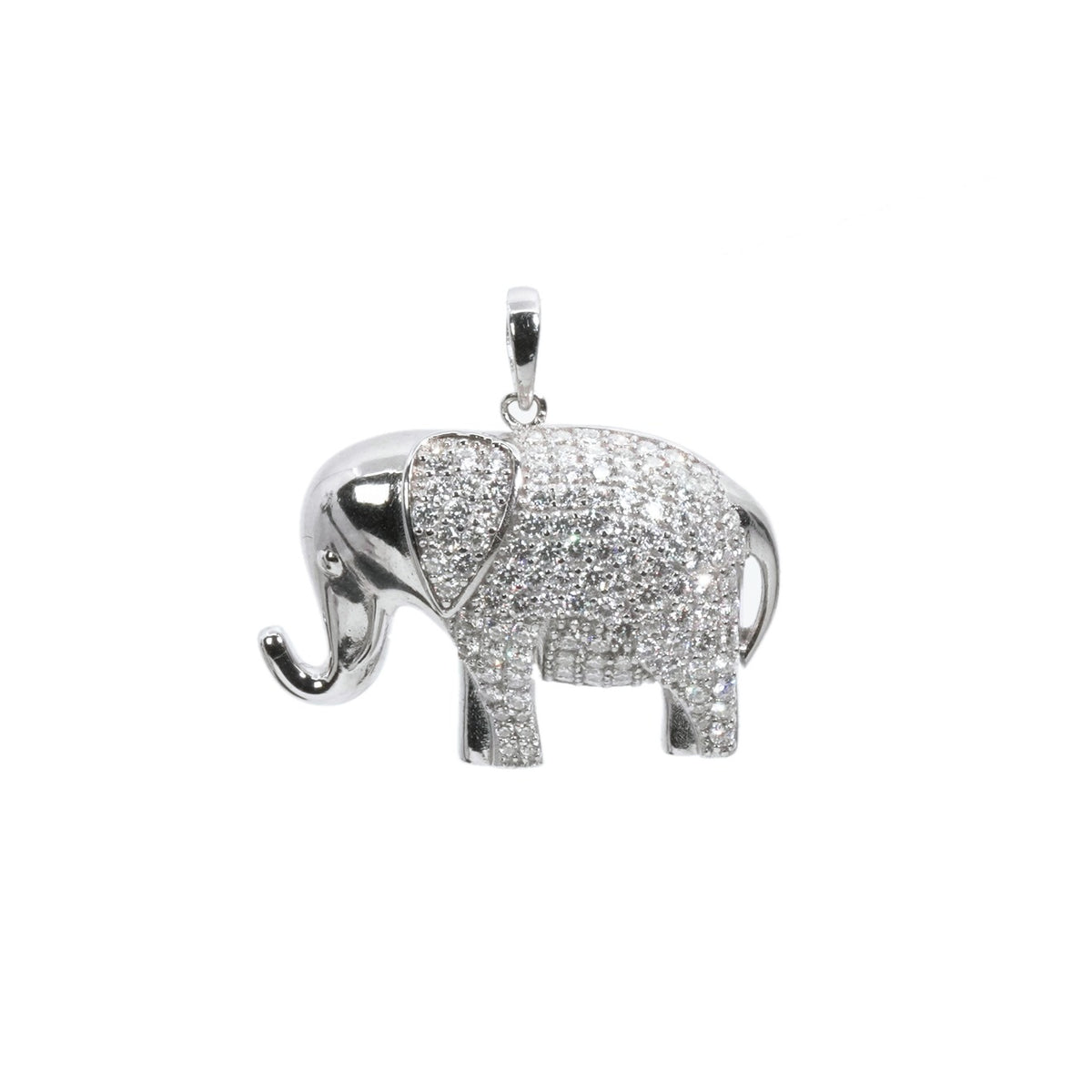 Pavé Moissanite Elephant Charm in 925 Sterling Silver 3.00ct