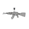 AK-47 Rifle Pendant in 925 Sterling Silver with Pave Moissanite 2ct