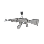 AK-47 Rifle Pendant in 925 Sterling Silver with Pave Moissanite 2ct