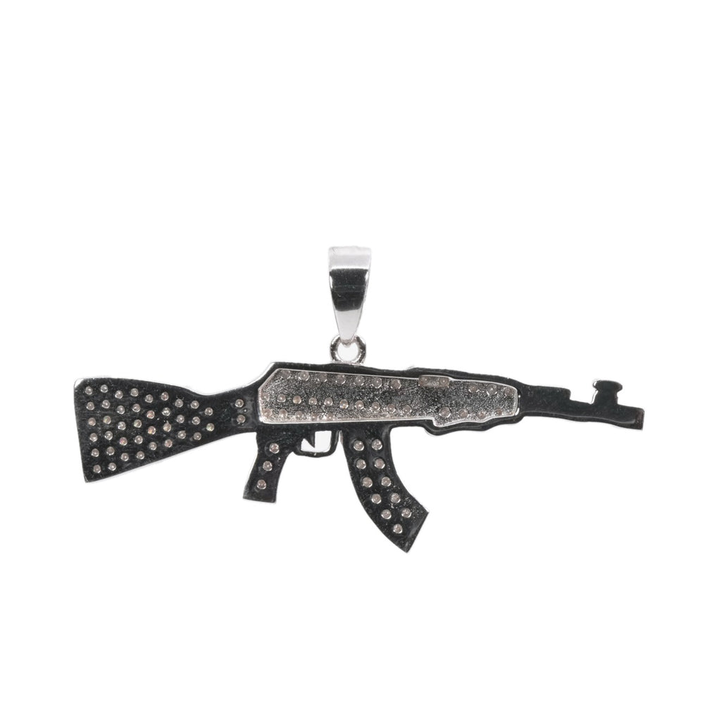 AK-47 Rifle Pendant in 925 Sterling Silver with Pave Moissanite 2ct (2)