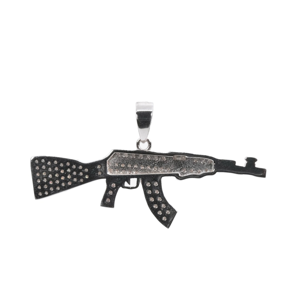 AK-47 Rifle Pendant in 925 Sterling Silver with Pave Moissanite 2ct (2)