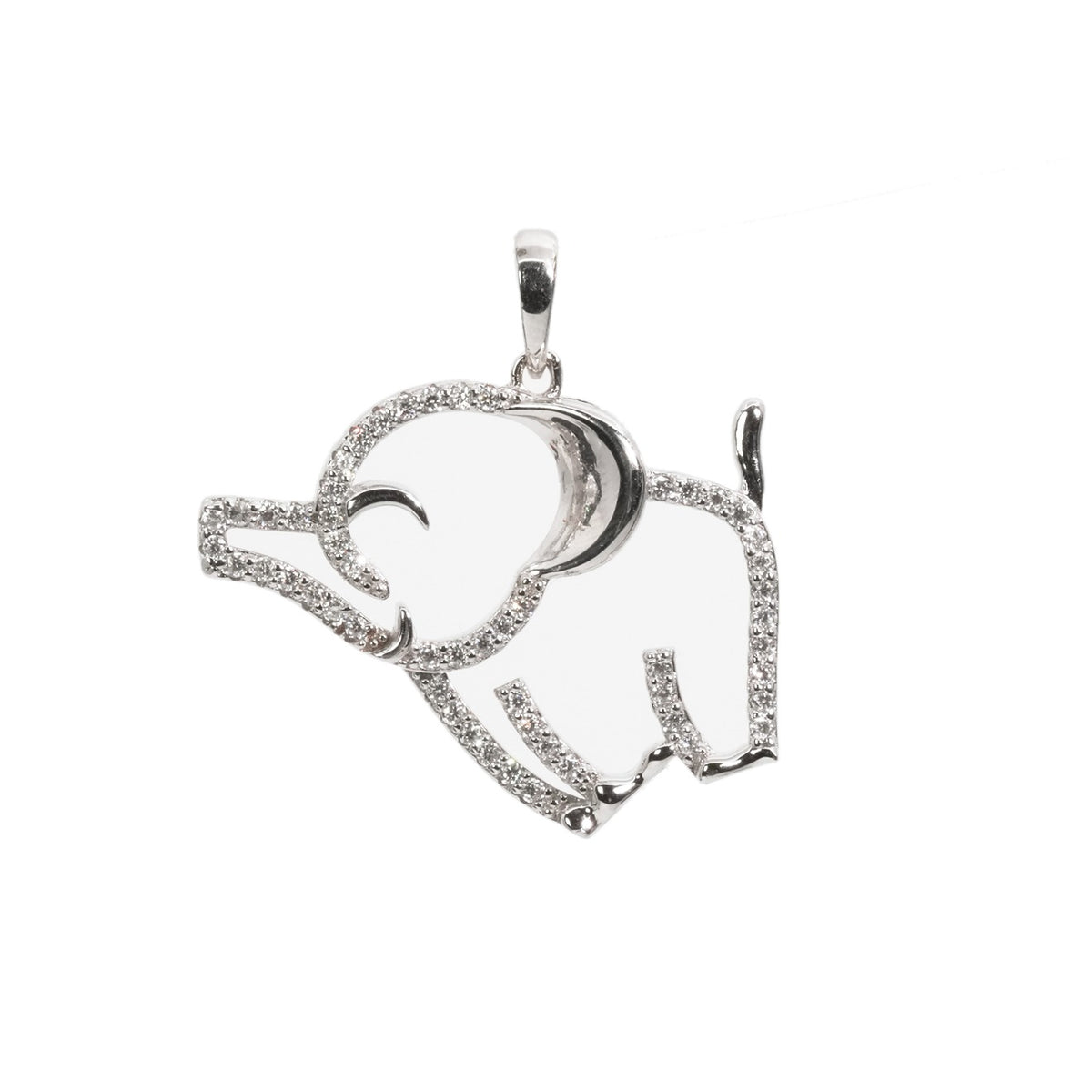 Sterling Silver 925 Moissanite Elephant Outline Pendant 1.5ct