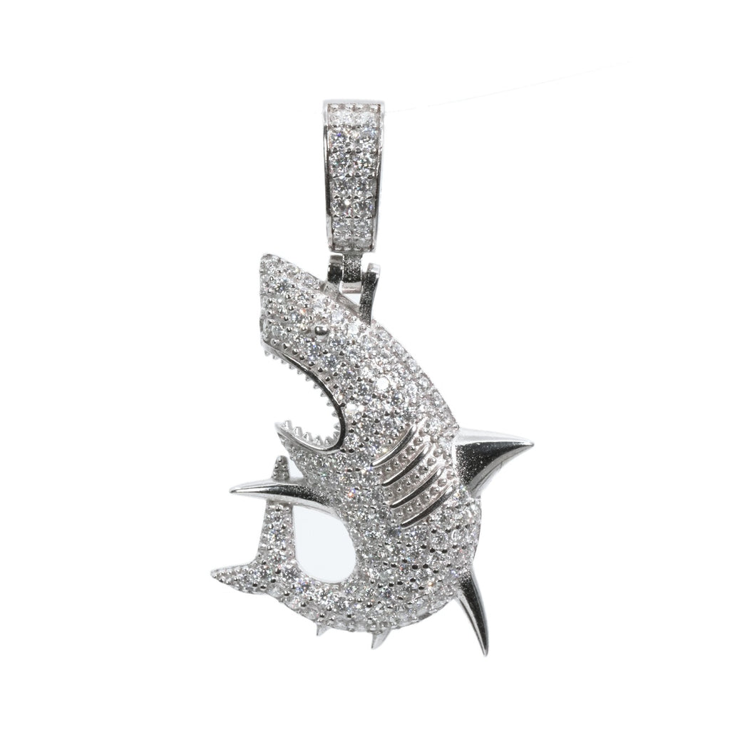 Iced Shark Design 925 Silver Moissanite 2ct Pendant