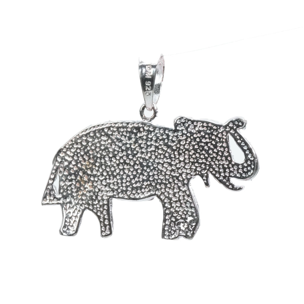 Textured Elephant Outline Pendant in 925 Sterling Silver with Engraved Details (2)