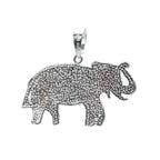 Textured Elephant Outline Pendant in 925 Sterling Silver with Engraved Details (2)