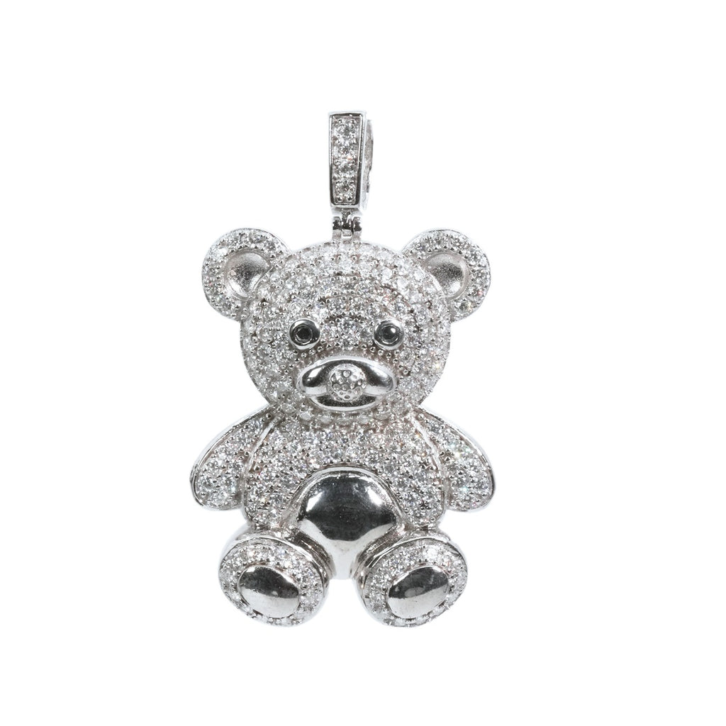 Pavé Moissanite Teddy Bear 925 Sterling Silver Pendant 3.0ct