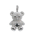 Pavé Moissanite Teddy Bear 925 Sterling Silver Pendant 3.0ct