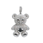Pavé Moissanite Teddy Bear 925 Sterling Silver Pendant 3.0ct