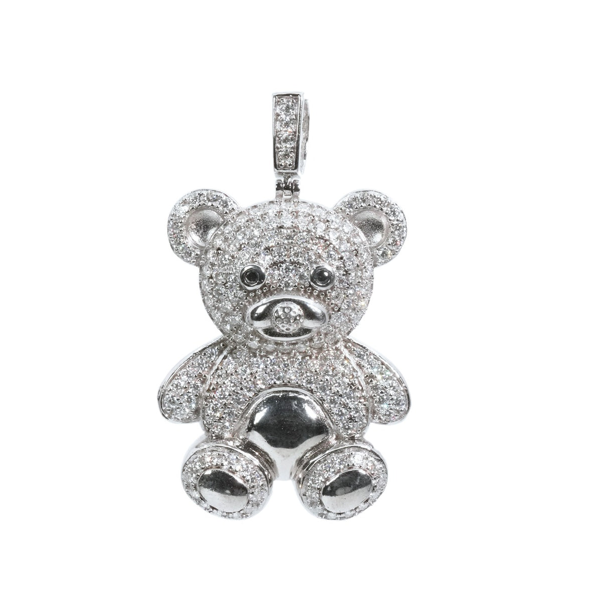 Pavé Moissanite Teddy Bear 925 Sterling Silver Pendant 3.0ct