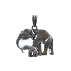 Sterling Silver 925 Elephant and Calf Cutout Pendant