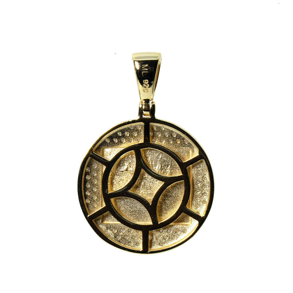 Last Supper Round Medallion Pendant in Yellow Gold with Moissanite (2)