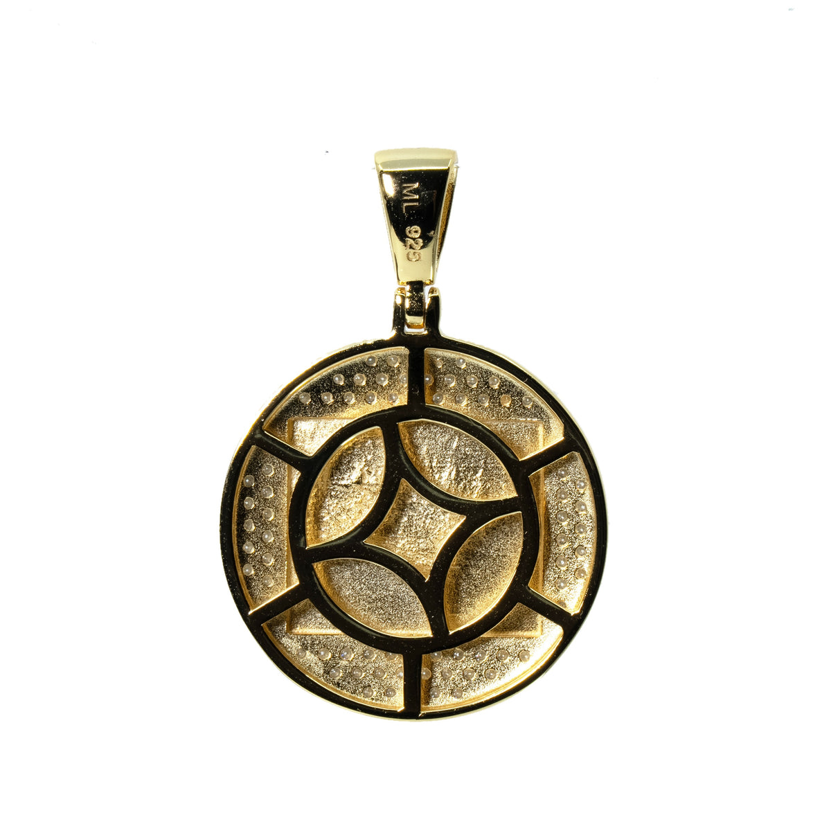 Last Supper Round Medallion Pendant in Yellow Gold with Moissanite (2)